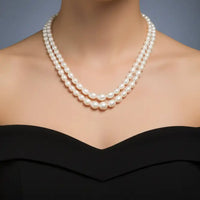 Oval Pearl 2 Line AAA Necklace / Mala