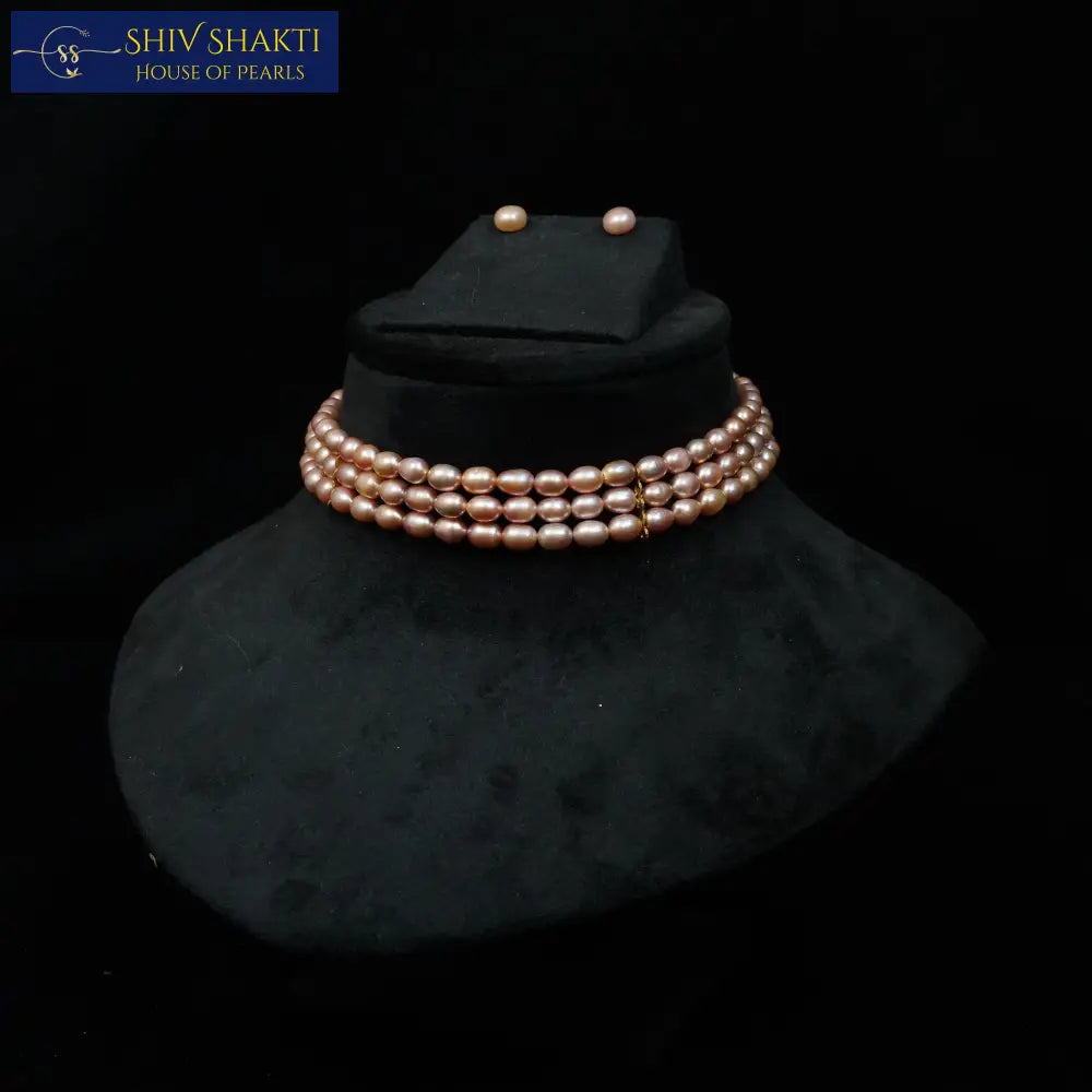Oval Pearl Choker Necklace / Mala