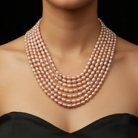 Oval Pearl Necklace Rainbow 4-5mm approx Necklace / Mala