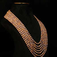 Oval Pearl Necklace Rainbow 4-5mm approx Necklace / Mala
