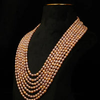 Oval Pearl Necklace Rainbow 4-5mm approx Necklace / Mala