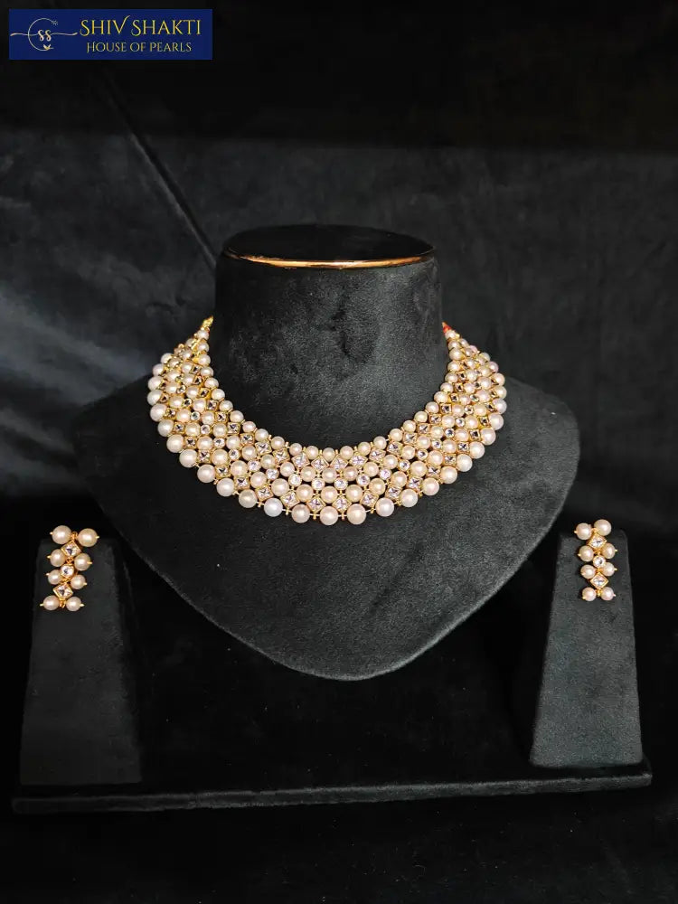 Party Pearl Choker Necklace / Mala