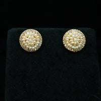 pave halo disc studs Pearl Studs
