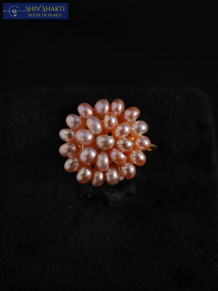 Peach Pearl Duppa Ring