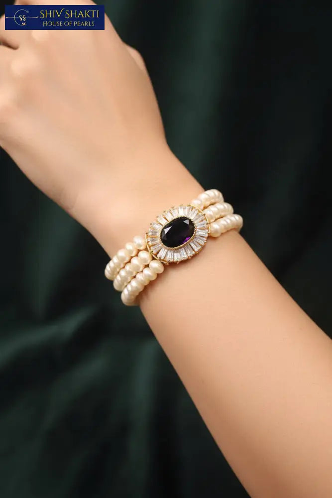 Pearl Bracelets with CZ Stone Pearl Bangles