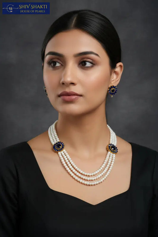 Pearl Brooch With Blue Sapphire