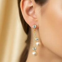 Pearl & Crystal Drop Dangler Earring Pearl Earrings