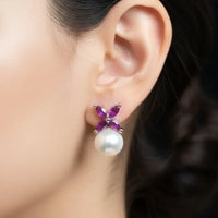 Pearl Drop Flower Stud Pearl Studs