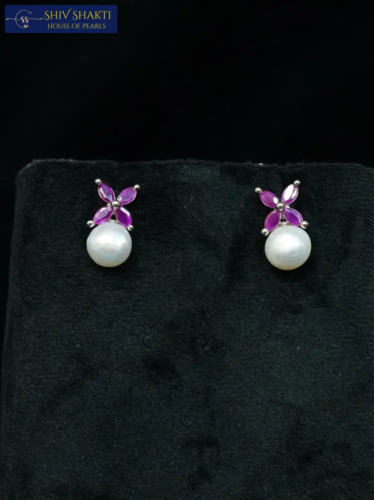 Pearl Drop Flower Stud Pearl Studs