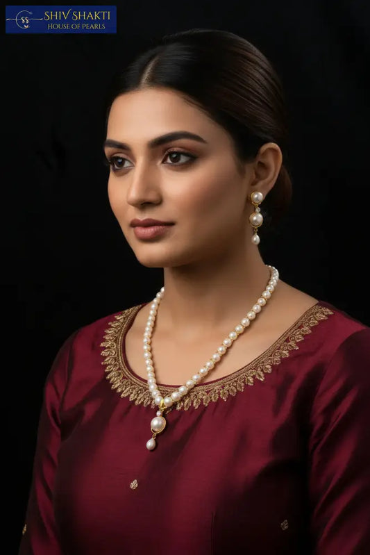 Pearl Drop Pendant Necklace / Mala