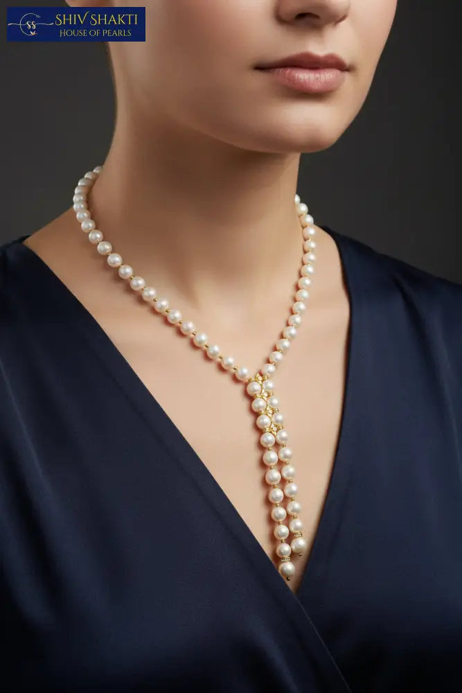 Pearl Drop Pendant Single Line Necklace / Mala