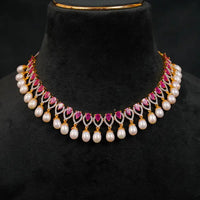 Pearl Drop With CZ Stone Pearl Necklace / Mala