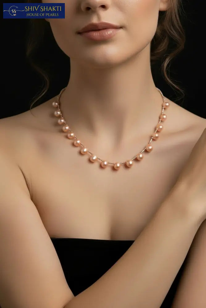 Pearl Elegance in Pink Pearl Necklace / Mala