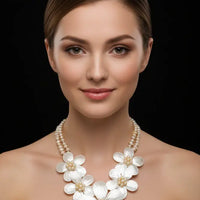 Pearl Oyster Flower Necklace