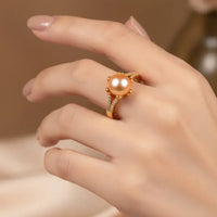 Pearl Ring With CZ Stone