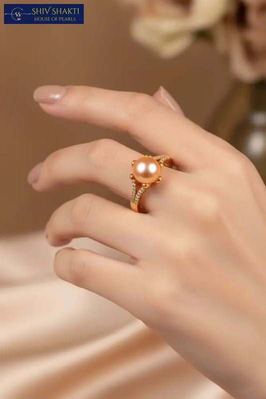 Pearl Ring With CZ Stone