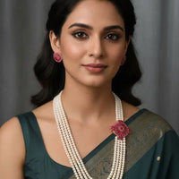 Pearl Ruby Brooch set