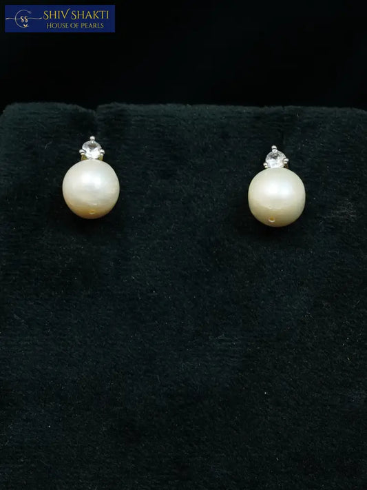 Pearl Stud With Diamond Accent Pearl Studs