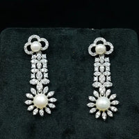 Pearl Sunflower Dangler Earring Pearl Earrings