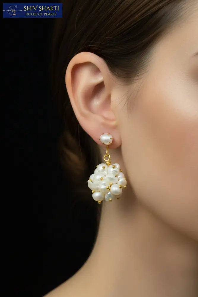 peral cluster drop Pearl Studs