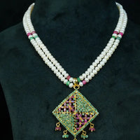 Perfect Square Pearl Pendant Pearl Necklace / Mala