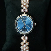 Pink Round jali Pearl Watch