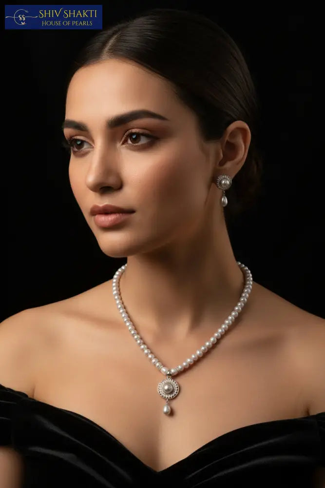 Polished Pearl Set Pearl Necklace / Mala