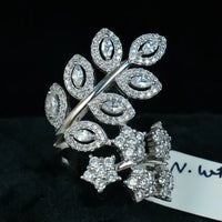 Pure Silver Flower Leaf Cocktail Ring Silver Jewellery