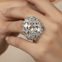 Pure Silver with Uncut Diamond