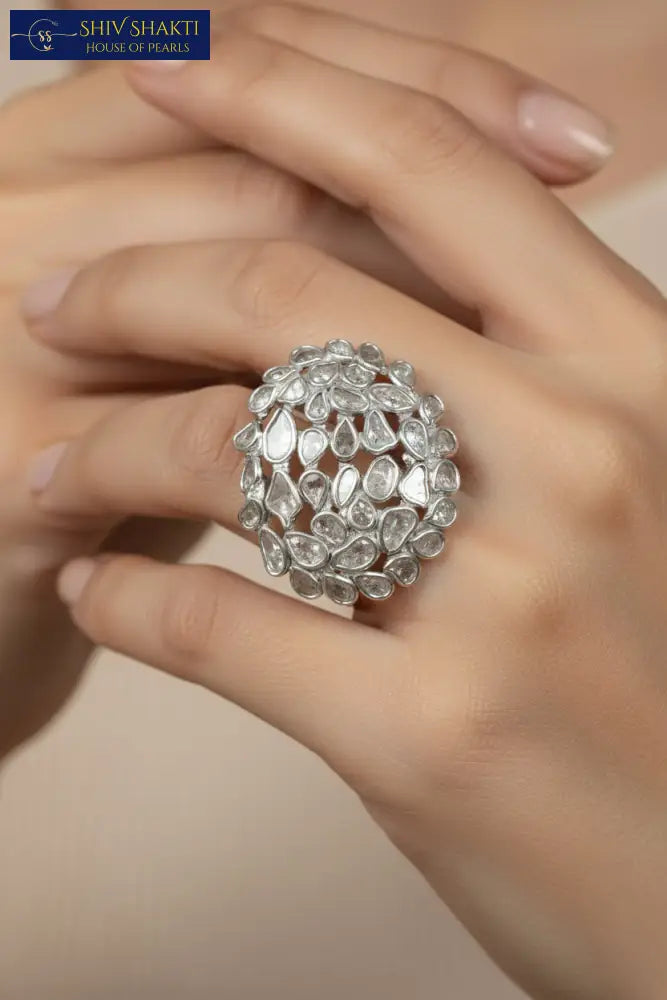 Pure Silver with Uncut Diamond