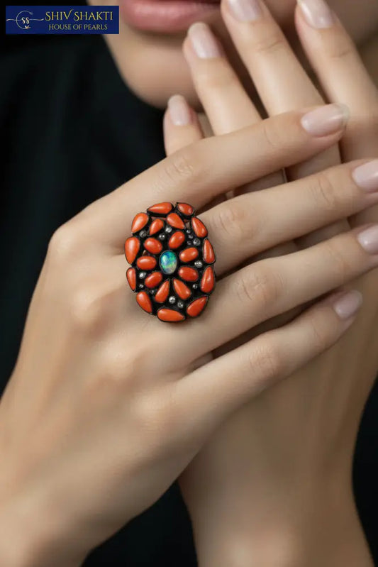 Real Coral With Pure Silver Silver Jewellery