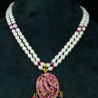 Real Ruby Pearl Necklace Pearl Necklace / Mala