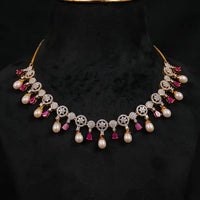 Red Onyx With Pearl Drop Necklace / Mala