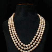 Rose Pearl Brooch Necklace 4-5 mm / 20-21 inches Necklace / Mala