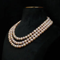 Round Pearl 3 lines Necklace / Mala