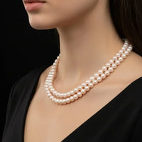 Round Pearl Mala 2 Lines Necklace / Mala