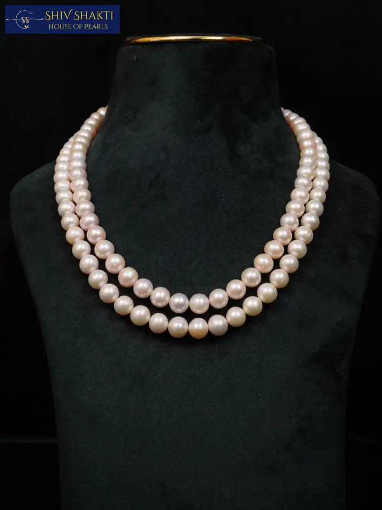 Round Pearl Mala 2 Lines Necklace / Mala