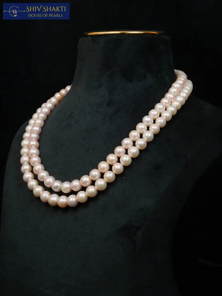 Round Pearl Mala 2 Lines Necklace / Mala