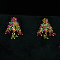 Ruby Emerald Flower Necklace Pearl Necklace / Mala