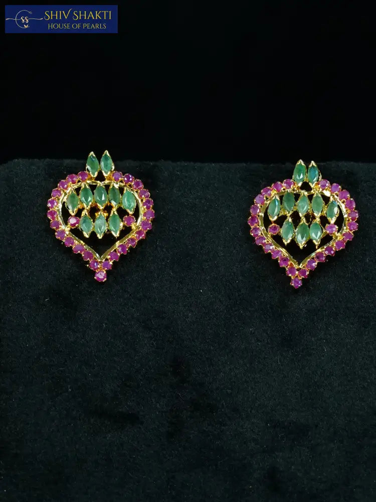 Ruby Emerald Pendand Set Pearl Necklace / Mala