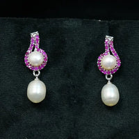 Ruby Loop Pearl Drop Pearl Earrings