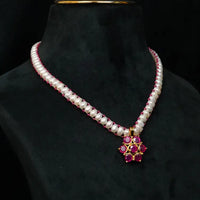Ruby Pearl Flower Necklace Necklace / Mala
