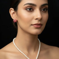 Ruby Pearl Flower Necklace Necklace / Mala