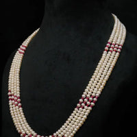 Ruby Pearl Necklace 4 lines Necklace / Mala
