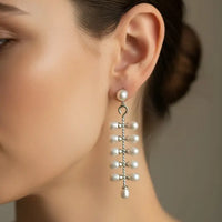 Silver Pearl Cluster Drops Pearl Earrings