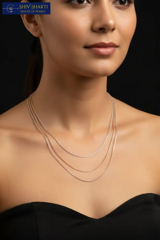 Silver Rose Gold Pure Silver Chain