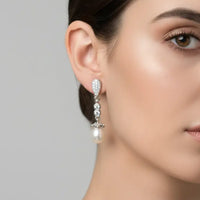 Snowy Pearl Dangler Earring Pearl Earrings