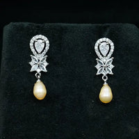 Stone Floral Drop Earring Pearl Earrings