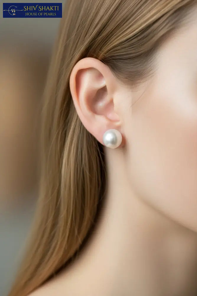 White Natural Pearl Stud Pearl Studs
